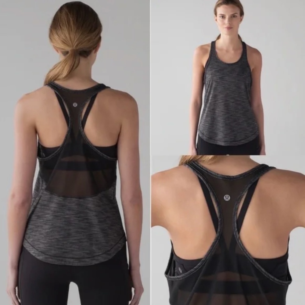 Lululemon Long Distance Tank Top Mesh Heathered Black 2-4 (First Release)
